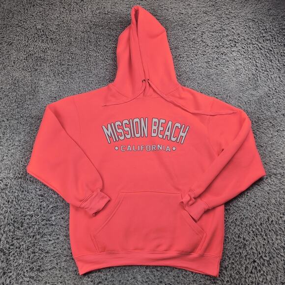 Mission Beach San Diego Hoodie Adult Small Neon Orange Destination Pullover - Picture 1 of 6